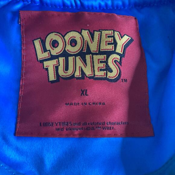 Looney Tunes Satin Bomber Jacket Mens XL Frenemies Bugs Bunny Yosemite Sam - Picture 6 of 15